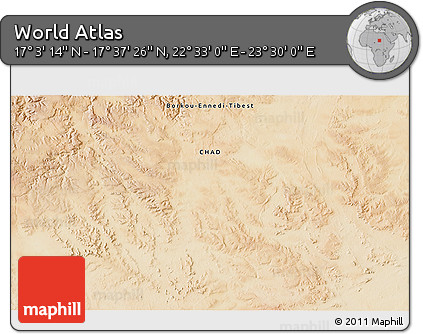 Satellite 3D Map of the Area around 17° 20' 20" N, 23° 1' 29" E