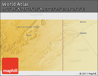 Physical 3D Map of the Area around 17° 20' 20" N, 23° 52' 30" E