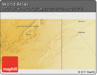 Physical 3D Map of the Area around 17° 20' 20" N, 23° 52' 30" E