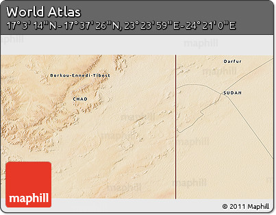 Satellite 3D Map of the Area around 17° 20' 20" N, 23° 52' 30" E