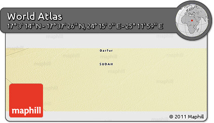 Physical Panoramic Map of the Area around 17° 20' 20" N, 24° 43' 30" E