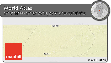 Physical Panoramic Map of the Area around 17° 20' 20" N, 25° 34' 30" E