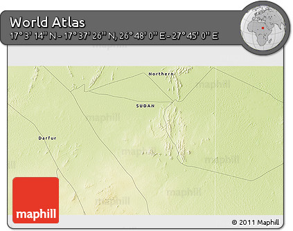 Physical 3D Map of the Area around 17° 20' 20" N, 27° 16' 29" E