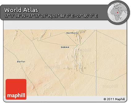 Satellite 3D Map of the Area around 17° 20' 20" N, 27° 16' 29" E