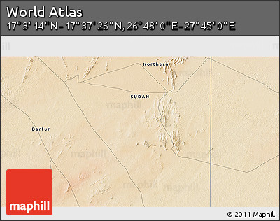 Satellite 3D Map of the Area around 17° 20' 20" N, 27° 16' 29" E