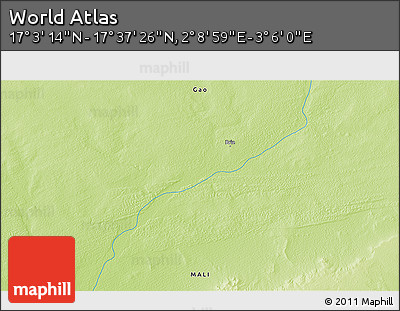 Physical 3D Map of the Area around 17° 20' 20" N, 2° 37' 30" E