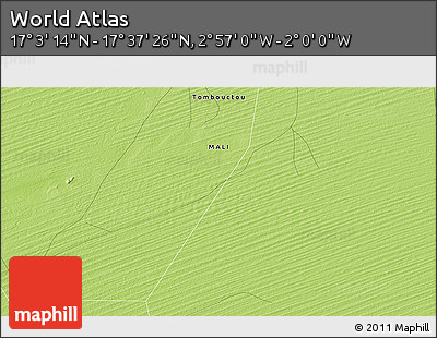 Physical 3D Map of the Area around 17° 20' 20" N, 2° 28' 30" W
