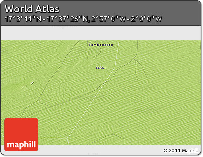 Physical 3D Map of the Area around 17° 20' 20" N, 2° 28' 30" W