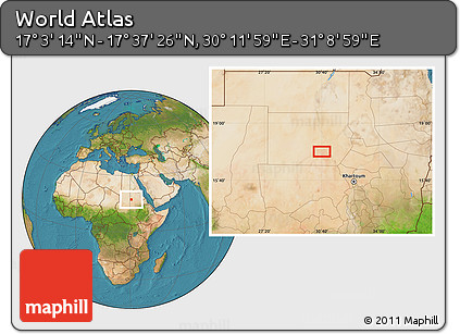 Satellite Location Map of the Area around 17° 20' 20" N, 30° 40' 29" E
