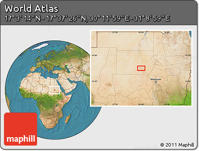 Satellite Location Map of the Area around 17° 20' 20" N, 30° 40' 29" E