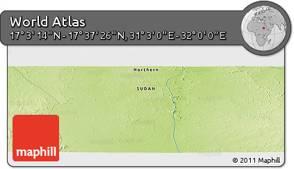 Physical Panoramic Map of the Area around 17° 20' 20" N, 31° 31' 29" E