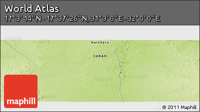 Physical Panoramic Map of the Area around 17° 20' 20" N, 31° 31' 29" E