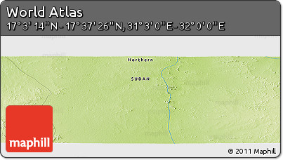 Physical Panoramic Map of the Area around 17° 20' 20" N, 31° 31' 29" E