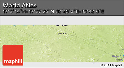 Physical Panoramic Map of the Area around 17° 20' 20" N, 33° 13' 30" E