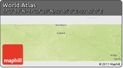 Physical Panoramic Map of the Area around 17° 20' 20" N, 33° 13' 30" E