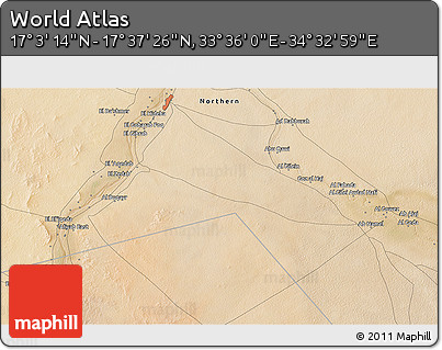 Satellite 3D Map of the Area around 17° 20' 20" N, 34° 4' 30" E