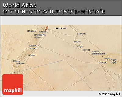 Satellite 3D Map of the Area around 17° 20' 20" N, 34° 4' 30" E