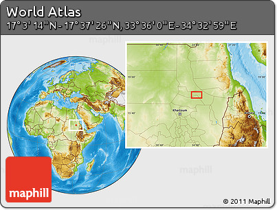 Physical Location Map of the Area around 17° 20' 20" N, 34° 4' 30" E