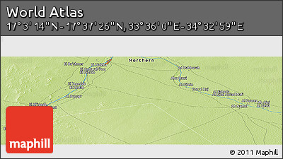 Physical Panoramic Map of the Area around 17° 20' 20" N, 34° 4' 30" E