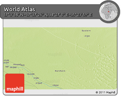 Physical 3D Map of the Area around 17° 20' 20" N, 34° 55' 29" E