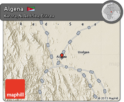 Shaded Relief Map of Algena