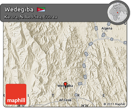 Shaded Relief Map of Wedegiba