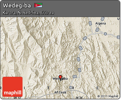 Shaded Relief Map of Wedegiba