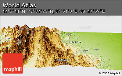 Physical Panoramic Map of the Area around 17° 20' 20" N, 38° 19' 30" E