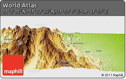 Physical Panoramic Map of the Area around 17° 20' 20" N, 38° 19' 30" E