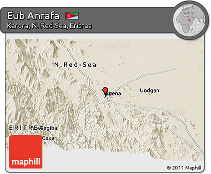 Shaded Relief Panoramic Map of Eub Anrafa