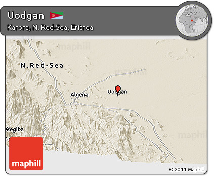 Shaded Relief Panoramic Map of Uodgan