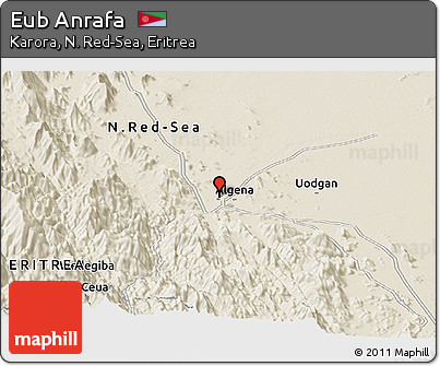 Shaded Relief Panoramic Map of Eub Anrafa