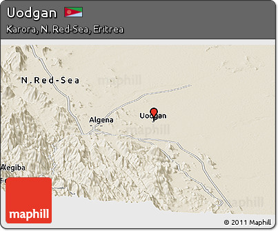 Shaded Relief Panoramic Map of Uodgan