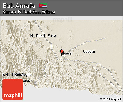 Shaded Relief Panoramic Map of Eub Anrafa