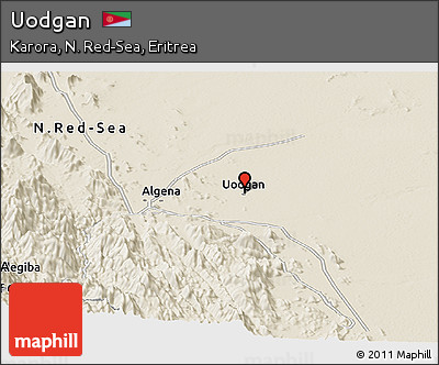 Shaded Relief Panoramic Map of Uodgan