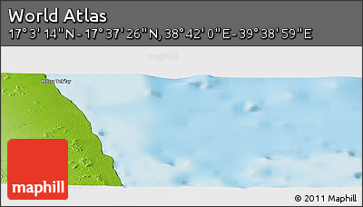 Physical Panoramic Map of the Area around 17° 20' 20" N, 39° 10' 29" E