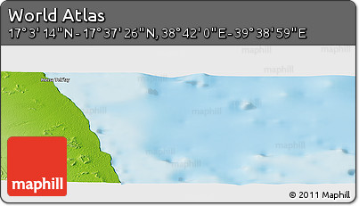 Physical Panoramic Map of the Area around 17° 20' 20" N, 39° 10' 29" E