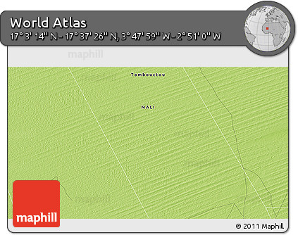 Physical 3D Map of the Area around 17° 20' 20" N, 3° 19' 30" W