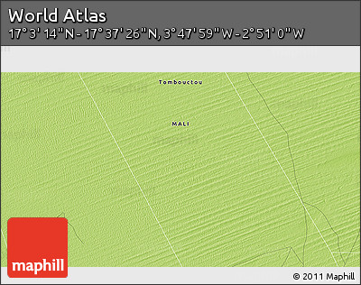 Physical 3D Map of the Area around 17° 20' 20" N, 3° 19' 30" W