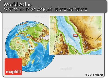Physical Location Map of the Area around 17° 20' 20" N, 41° 43' 30" E