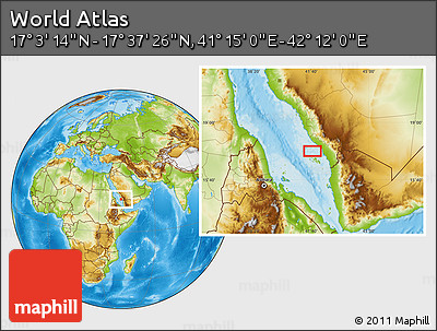 Physical Location Map of the Area around 17° 20' 20" N, 41° 43' 30" E