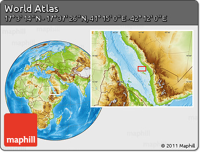 Physical Location Map of the Area around 17° 20' 20" N, 41° 43' 30" E