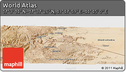 Satellite Panoramic Map of the Area around 17° 20' 20" N, 44° 16' 29" E