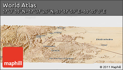 Satellite Panoramic Map of the Area around 17° 20' 20" N, 44° 16' 29" E