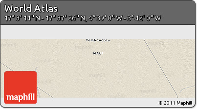 Shaded Relief Panoramic Map of the Area around 17° 20' 20" N, 4° 10' 30" W