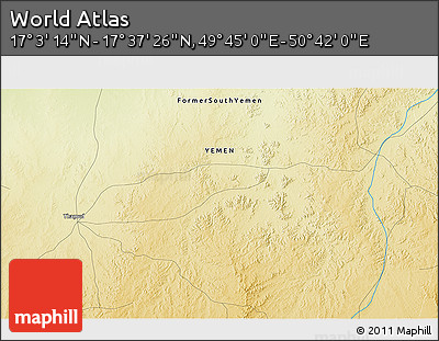 Physical 3D Map of the Area around 17° 20' 20" N, 50° 13' 30" E