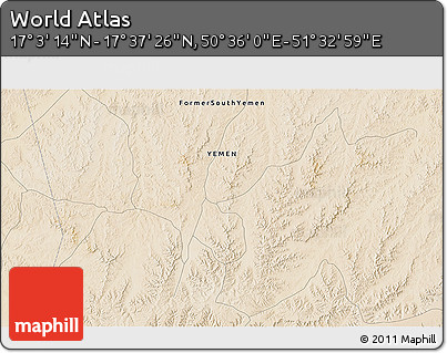 Satellite 3D Map of the Area around 17° 20' 20" N, 51° 4' 30" E