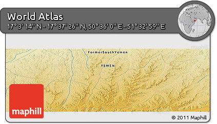 Physical Panoramic Map of the Area around 17° 20' 20" N, 51° 4' 30" E