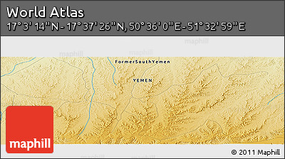 Physical Panoramic Map of the Area around 17° 20' 20" N, 51° 4' 30" E