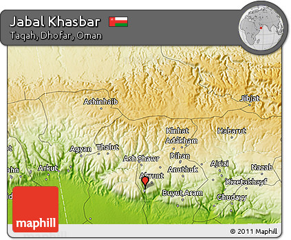 Physical 3D Map of Jabal Khasbar
